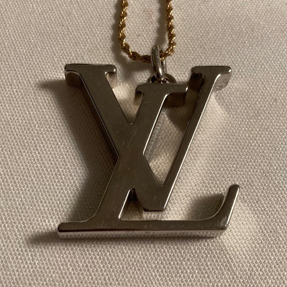 Louis Vuitton giant logo charm on a necklace in silver and gold - Picture 1 of 6